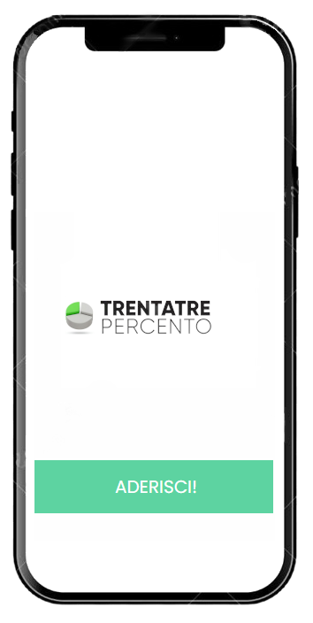 iPhone screen with shadow showing the Trentatrepercento app interface